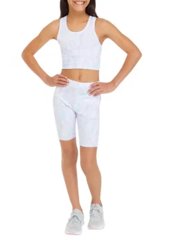 Hot Sale ✨ ZELOS 👧 Girls 7-16 Sleeveless Bra Tank and Bike Shorts Set 👍 -ZELOS store Belk 1421