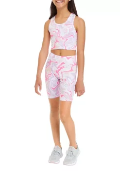 Hot Sale ✨ ZELOS 👧 Girls 7-16 Sleeveless Bra Tank and Bike Shorts Set 👍 -ZELOS store Belk 1423