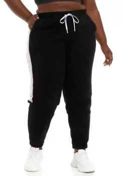 Cheapest 😀 ZELOS Plus Size Tape Sherpa Joggers ✨