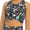 Buy 💯 ZELOS Printed Twist Cropped Longline Sports Bra 😀 -ZELOS store Belk 1676