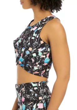 Buy 💯 ZELOS Printed Twist Cropped Longline Sports Bra 😀 -ZELOS store Belk 1678
