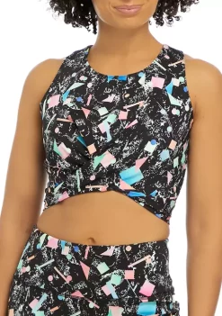 Buy 💯 ZELOS Printed Twist Cropped Longline Sports Bra 😀 -ZELOS store Belk 1679