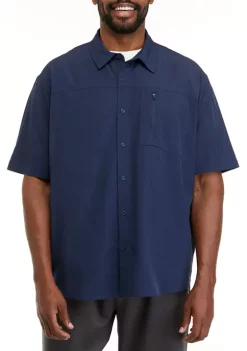 Outlet ❤️ ZELOS Big & Tall Short Sleeve Woven Hybrid 👚 Shirt 👍 -ZELOS store Belk 567