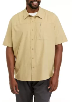 Outlet ❤️ ZELOS Big & Tall Short Sleeve Woven Hybrid 👚 Shirt 👍 -ZELOS store Belk 568