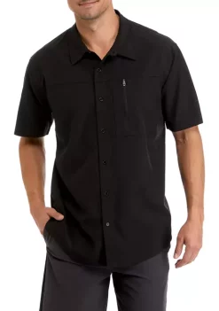 Coupon 🌟 ZELOS Men's Short Sleeve Woven Hybrid 👕 Shirt 🎁