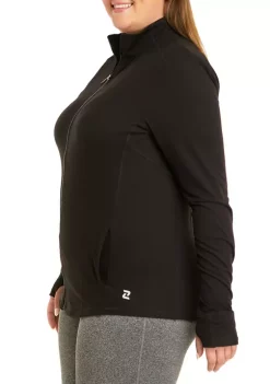 Coupon 🌟 ZELOS Plus Size Long Sleeve Full Zip Compress Jacket 🤩 -ZELOS store Belk 635