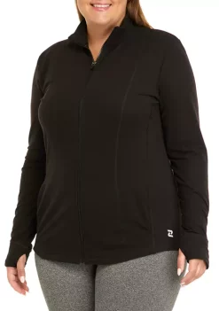 Coupon 🌟 ZELOS Plus Size Long Sleeve Full Zip Compress Jacket 🤩 -ZELOS store Belk 636