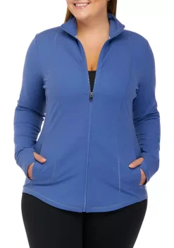 Coupon 🌟 ZELOS Plus Size Long Sleeve Full Zip Compress Jacket 🤩 -ZELOS store Belk 637