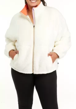 Hot Sale 😀 ZELOS Plus Size Sherpa Full Zip Jacket ✔️